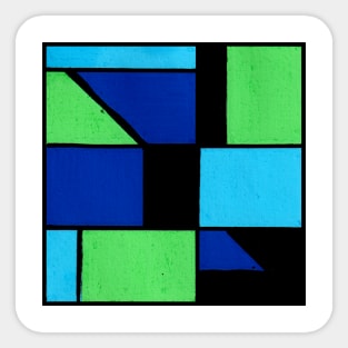 Blue Green Geometric Abstract Acrylic Painting III Sticker